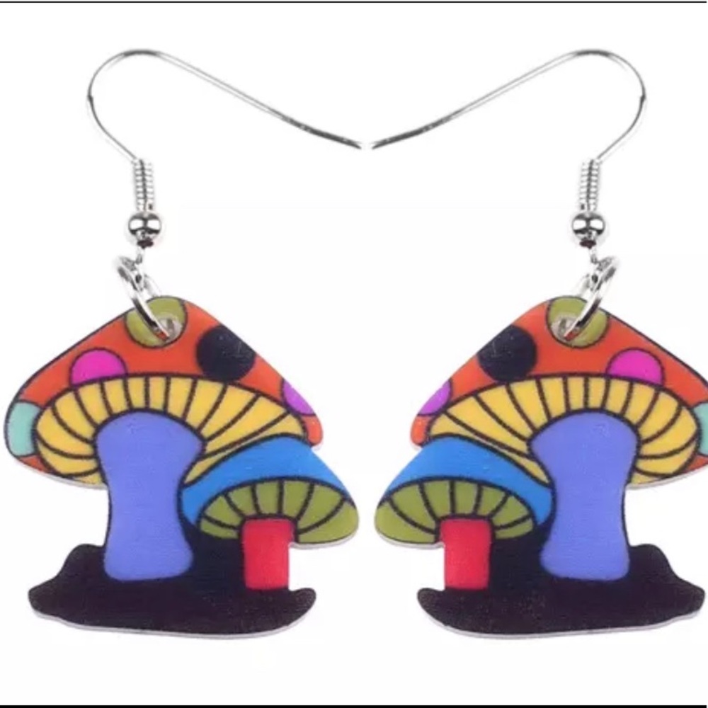 Mushroom Shaped Pierced Acrylic Earrings
